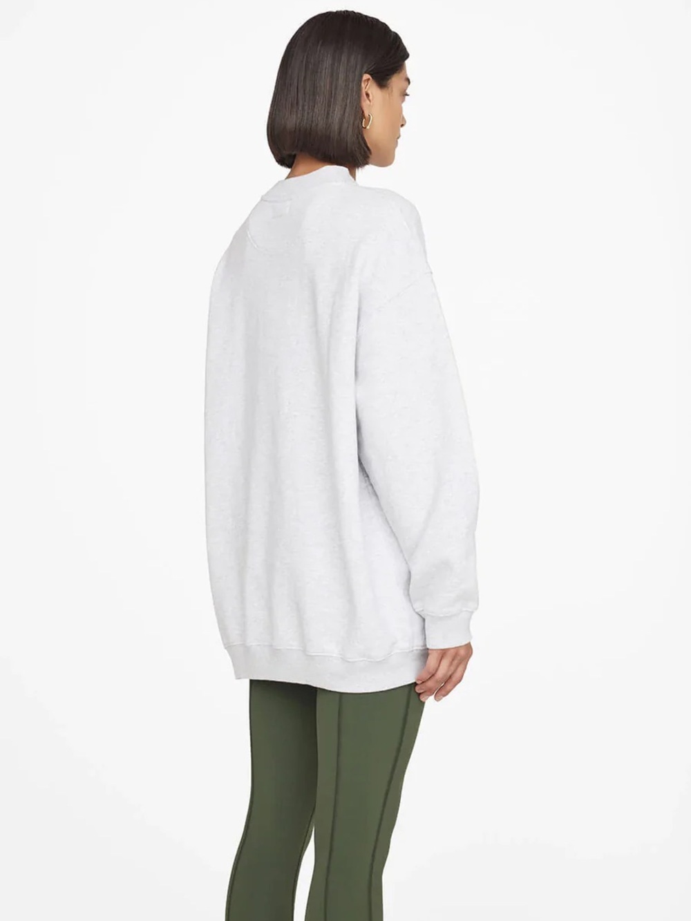 Anine Bing Tyler Oversized Pullover Mockneck Crewneck Sweater in Heather Gray - Picture 5 of 14